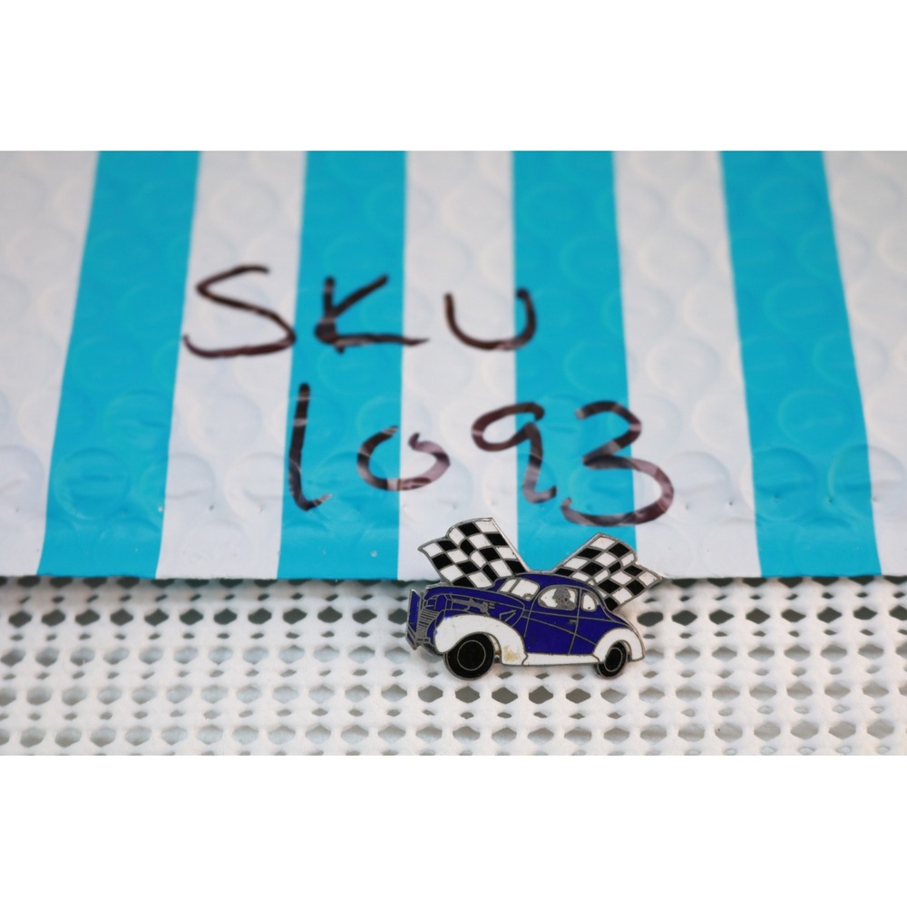 Hookfast Pin Unisex OS Blue Racing Car Checkered Flag Enamel Vintage L093